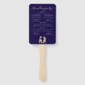 Dinosaur Wedding Ceremony Navy Blue Blush Pink ハンドファン (裏面)