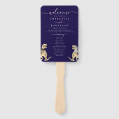 Dinosaur Wedding Ceremony Navy Blue Blush Pink ハンドファン (正面)