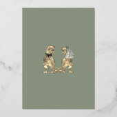 Dinosaur Wedding Save the Date Sage Green Gold 箔招待状 (裏面)
