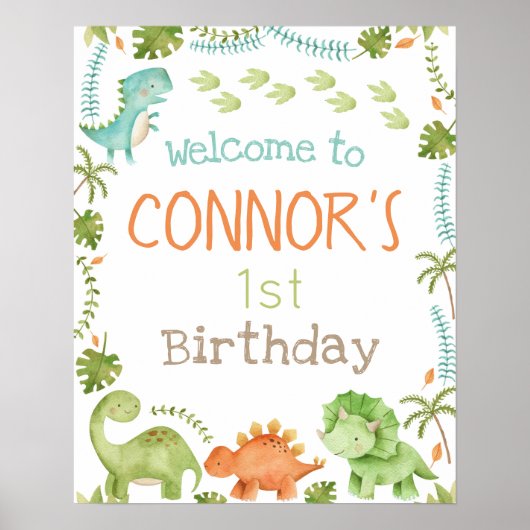 Dinosaur Welcome Sign ポスター (正面)