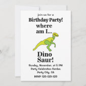 Dinosaur Where Am I Funny Birthday Party 招待状 (正面)