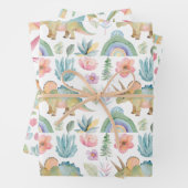Dinosaur Wrapping Paper Flat Sheet Set of 3 ラッピングペーパーシート (インサイチュ)