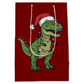 Dinosaur Xmas Lights Holiday Spirit Festive Dino ミディアムペーパーバッグ (裏面)