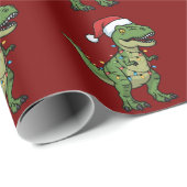 Dinosaur Xmas Lights Holiday Spirit Festive Dino ラッピングペーパー (ロールコーナー)