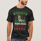 Dinosaur   Xmas Tree Light Ugly Santa Dinosaur Chr Tシャツ (正面)