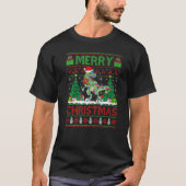 Dinosaur  Xmas Tree Light Ugly Santa Dinosaur Chri Tシャツ (正面)