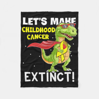 Dinosaur Yellow Ribbon Childhood Cancer Awareness  フリースブランケット
