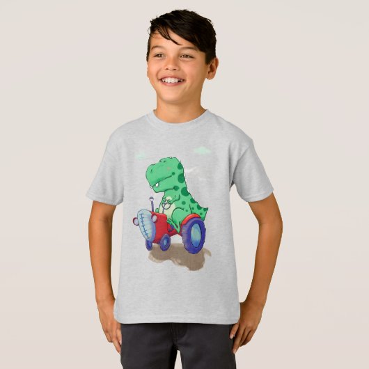 Dinosaure sur un tracteur tシャツ (正面フル)