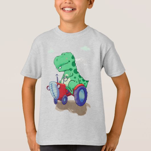 Dinosaure sur un tracteur tシャツ (正面)