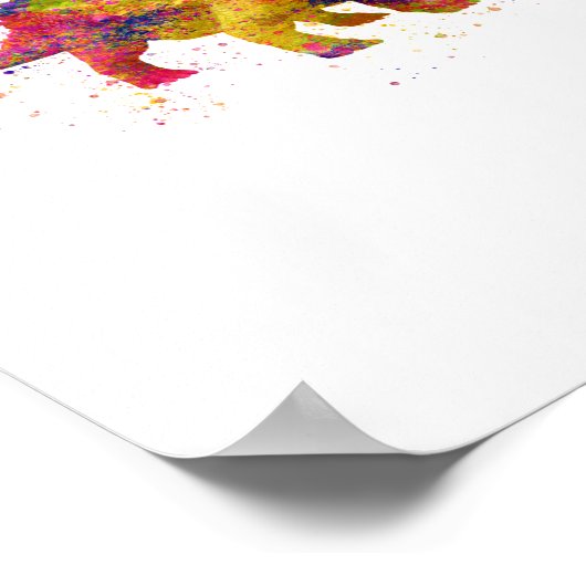 dinosaurio Ankylosaurus silueta en acuarela ポスター (角)