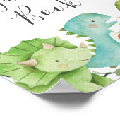 Dinosaurs Baby Shower Guestbook Sign ポスター (角)
