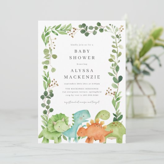 Dinosaurs Baby Shower Invitation 招待状 (スタンド正面)