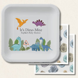 Dinosaurs Baby Shower Paper Plate ペーパープレート