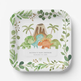 Dinosaurs Baby Shower Paper Plates ペーパープレート