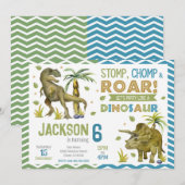 Dinosaurs Birthday Invitation | T-rex | Triceratop 招待状 (正面/裏面)