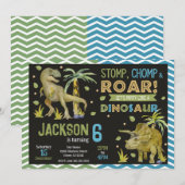 Dinosaurs Birthday Invitation | T-rex | Triceratop 招待状 (正面/裏面)