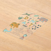 Dinosaurs Boho Dino Party Animals Birthday アクリル招待状 (レイダウン)