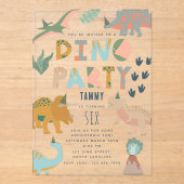 Dinosaurs Boho Dino Party Animals Birthday アクリル招待状 (正面)
