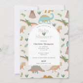 Dinosaurs Boho Prehistoric Animals Baby Shower 招待状 (正面)