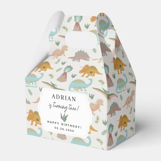 Dinosaurs Boho Prehistoric Party Animals Birthday フェイバーボックス (正面サイド)