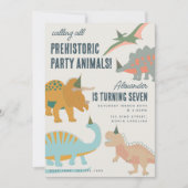 Dinosaurs Boho Prehistoric Party Animals Birthday 招待状 (正面)