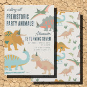 Dinosaurs Boho Prehistoric Party Animals Birthday 招待状