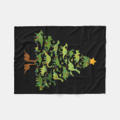 Dinosaurs Christmas Kids Christmas Tree Funny Love フリースブランケット (正面(横))