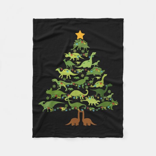 Dinosaurs Christmas Kids Christmas Tree Funny Love フリースブランケット (正面)