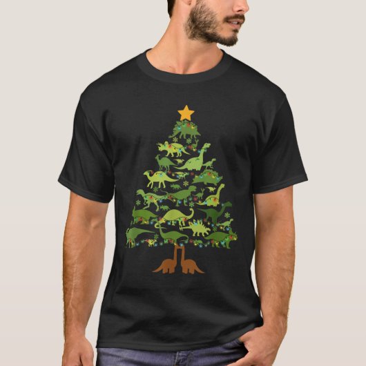 Dinosaurs Christmas Kids Christmas Tree Funny Love Tシャツ (正面)
