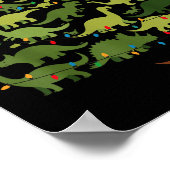 Dinosaurs Christmas Tree Merry Dinomas Funny Famil ポスター (角)