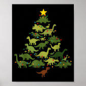 Dinosaurs Christmas Tree Merry Dinomas Funny Famil ポスター (正面)