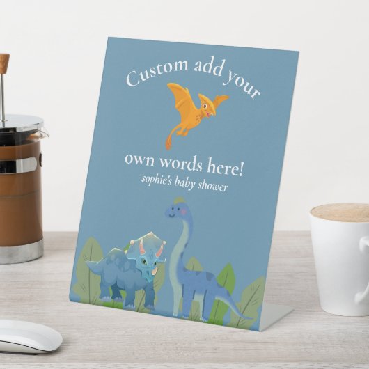 Dinosaurs Crossing, Baby Shower Custom Sign 台座サイン (インサイチュ)