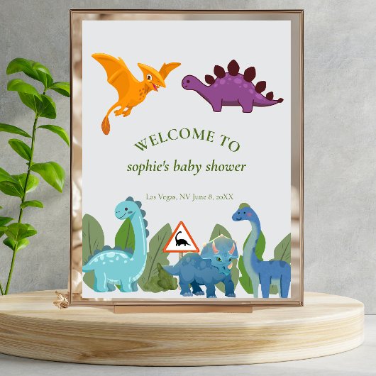 Dinosaurs Crossing, Pterodactyl, Welcome Sign ポスター