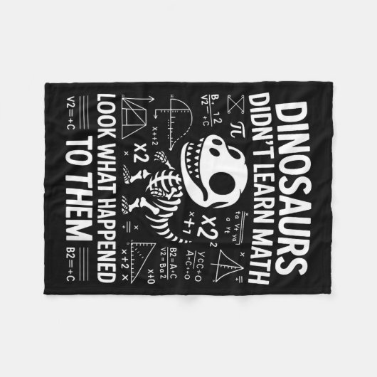 Dinosaurs Didn't Learn Math Funny Math Teacher Stu フリースブランケット (正面(横))