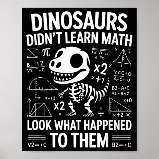 Dinosaurs Didn't Learn Math Funny Math Teacher Stu ポスター (正面)