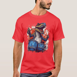 Dinosaurs Drums Music Playing Re Dino Drummer vint Tシャツ