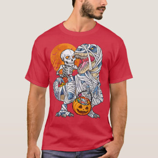 Dinosaurs for boys s Skeleton Riding Mummy Pumpkin Tシャツ