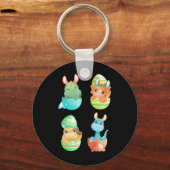 Dinosaurs Hatch Out Of Easter Eggs  キーホルダー (正面)