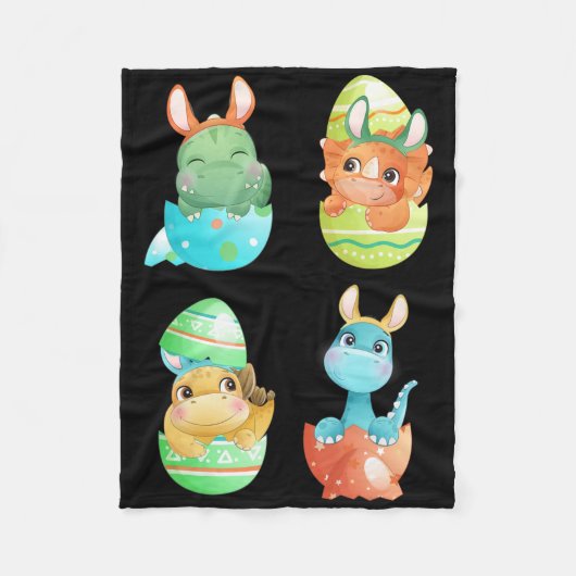 Dinosaurs Hatch Out Of Easter Eggs  フリースブランケット (正面)