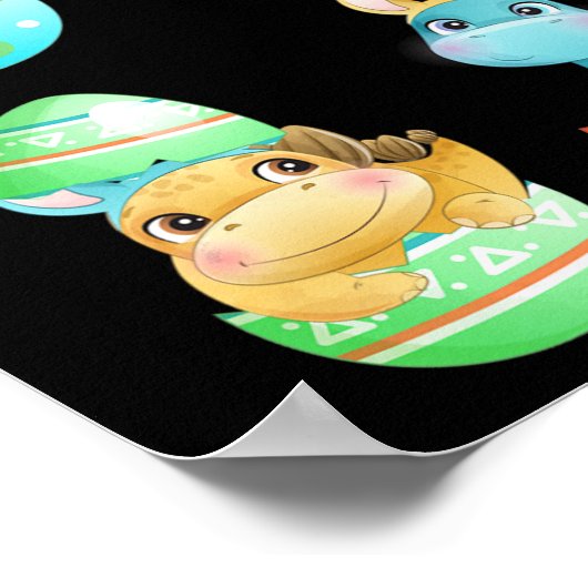 Dinosaurs Hatch Out Of Easter Eggs  ポスター (角)