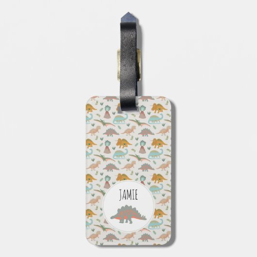Dinosaurs Kids Boho Dinosaur Custom Name ラゲッジタグ (裏面縦)