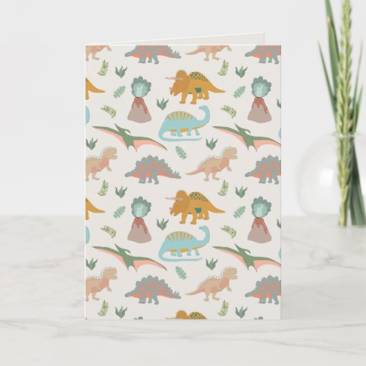 Dinosaurs Kids Hand Drawn Boho Dinosaur Pattern カード (正面)