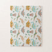 Dinosaurs Kids Hand Drawn Boho Dinosaur Pattern ジグソーパズル (縦)