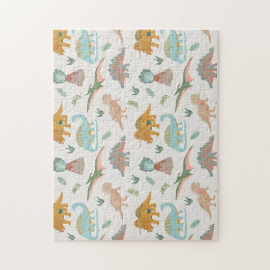 Dinosaurs Kids Hand Drawn Boho Dinosaur Pattern ジグソーパズル (縦)