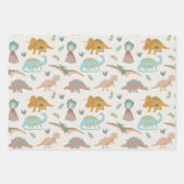 Dinosaurs Kids Hand Drawn Boho Dinosaur Pattern ラッピングペーパーシート (正面3)