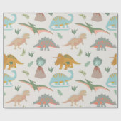 Dinosaurs Kids Hand Drawn Boho Dinosaur Pattern ラッピングペーパー (フラット)