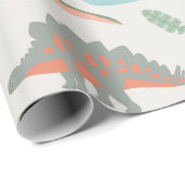 Dinosaurs Kids Hand Drawn Boho Dinosaur Pattern ラッピングペーパー (ロールコーナー)