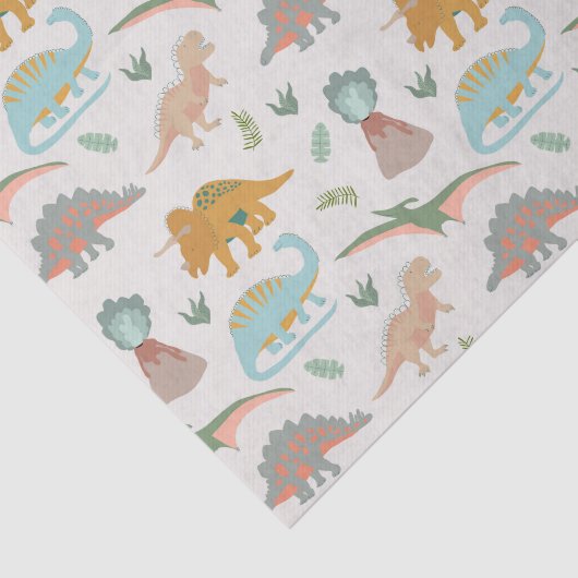 Dinosaurs Kids Hand Drawn Boho Dinosaur Pattern 薄葉紙 (詳細)