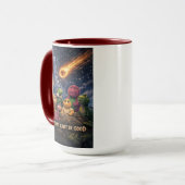 Dinosaurs Looking Up at Incoming Meteor マグカップ (正面左)