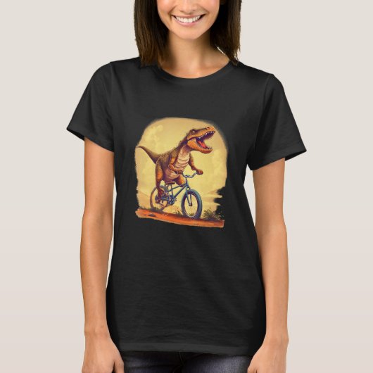 Dinosaurs loves Bikes and bicycle Tシャツ (正面)